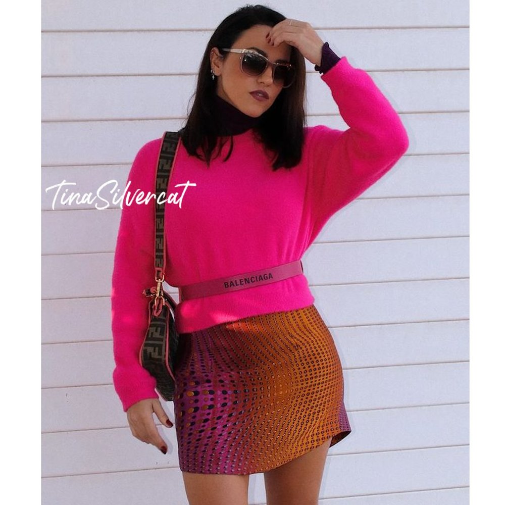 LAST ONE! BLOGGER'S FAVE! Zara High Waisted Short Skirt Orange Pink Sz M, L NWT - Picture 4 of 16